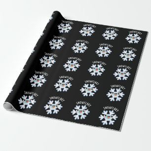 Sneeuwvlokken Grappige Sneeuwvlok Pun Dark BG Cadeaupapier