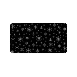 Sneeuwvlokken - Grijs op Zwart Etiket