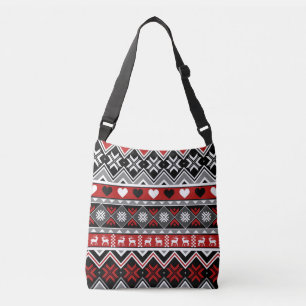 Sneeuwvlokken, hart. Chevron en Reindeer Crossbody Tas
