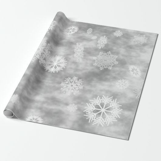 Sneeuwvlokken Herfst Silver Grey Cadeaupapier (Uitgerold)