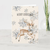 Sneeuwvlokken Herten Kerstmis Kaart (Voorkant)