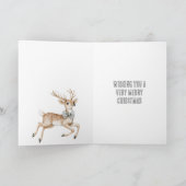 Sneeuwvlokken Herten Kerstmis Kaart (Binnen)