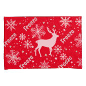 Sneeuwvlokken Herten Rood Kussensloop (Voorkant-Rechts)