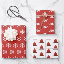 Sneeuwvlokken, Joy- en kerstboomroodpatroon Inpakpapier Vel