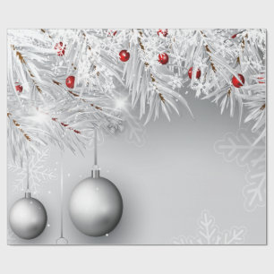 Sneeuwvlokken, Kerstballen, Kerstboomtakken Vakant Cadeaupapier