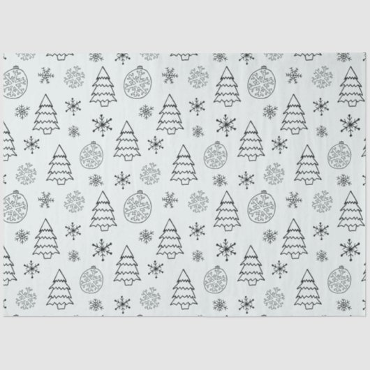 Sneeuwvlokken Kerstbomen Ornamenten Kerst Tissuepapier (Voorkant)