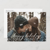 Sneeuwvlokken kerstkalligrafie briefkaart (Voorkant / Achterkant)