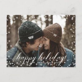 Sneeuwvlokken kerstkalligrafie briefkaart