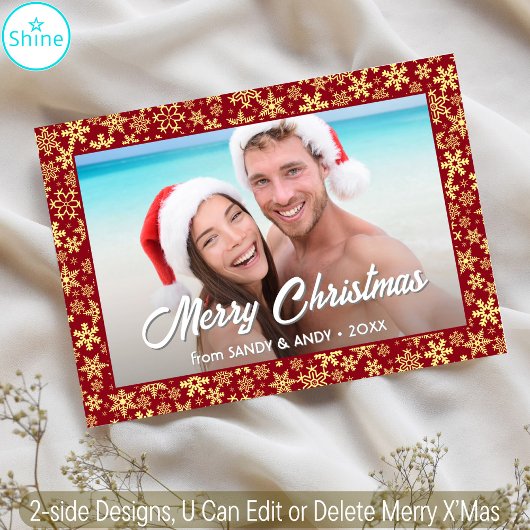 Sneeuwvlokken kerstscript Foto 2 side Design Feestdagenkaart