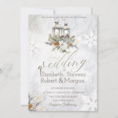 Sneeuwvlokken Lantaarn String Light Wedding Kaart (Voorkant)