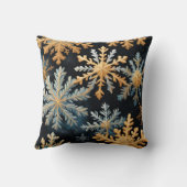 Sneeuwvlokken Magic Christmas Black Gold Blue Kussen (Achterkant)