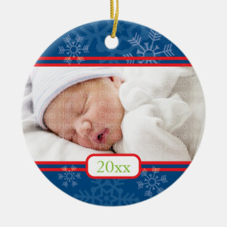 Sneeuwvlokken: Marineblauw Keramisch Ornament