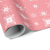 Sneeuwvlokken Mengen geometrische roze Cadeaupapier (Rol Hoek)