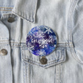 Sneeuwvlokken met blauwe achtergrond ronde button 7,6 cm (In situ)