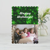 Sneeuwvlokken met groene achtergrond vlakke Kaart (Staand voorkant)