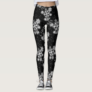 Sneeuwvlokken met kerstfoto's op BLACK Leggings