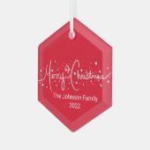 Sneeuwvlokken met prettige kerstcadeaus glas ornament (Voorkant links)