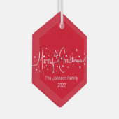 Sneeuwvlokken met prettige kerstcadeaus glas ornament (Voorkant Rechts)