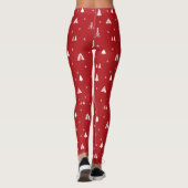 Sneeuwvlokken met rode en witte kerstbomen leggings (Achterkant)