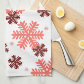 Sneeuwvlokken met rode sneeuw theedoek (Quarter Fold)