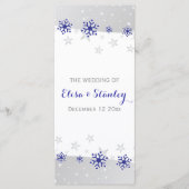 Sneeuwvlokken modern blauw grijs winter bruiloft p programma (Voorkant)