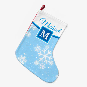 Sneeuwvlokken / Monogram / Jouw naam & kleur Grote Kerstsok