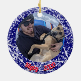 Sneeuwvlokken, naam, Jaar #, 2 Foto's Keramisch Ornament