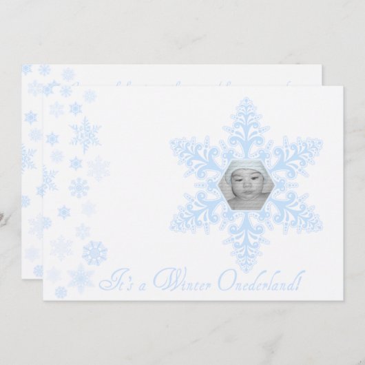 Sneeuwvlokken Onederland 1e verjaardag blauw Kaart (Voorkant / Achterkant)