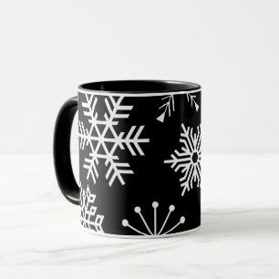 Sneeuwvlokken op Black Holiday Art Mok Cup