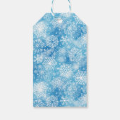 Sneeuwvlokken op blauw cadeaulabel (Achterkant)