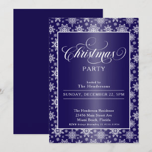 Sneeuwvlokken op Blue Christmas Party Kaart