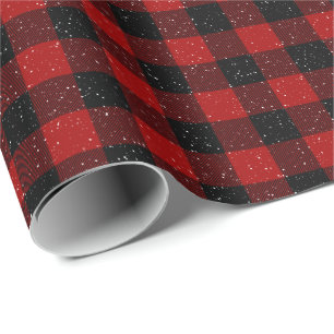 Sneeuwvlokken op Buffalo Plaid Cadeaupapier