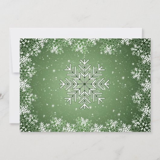 Sneeuwvlokken op de groene kerstrepetitie kaart (Achterkant)