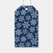 Sneeuwvlokken op donkerblauw cadeaulabel (Achterkant)