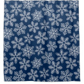 Sneeuwvlokken op donkerblauw douchegordijn (Voorkant)