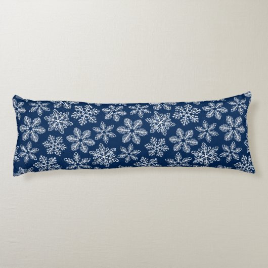 Sneeuwvlokken op donkerblauw lichaamskussen (Achterkant)