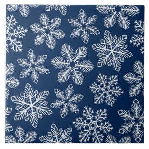 Sneeuwvlokken op donkerblauw tegeltje