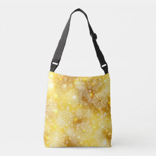 Sneeuwvlokken op gouden bodem crossbody tas