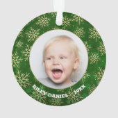 Sneeuwvlokken op groene foto Acrylaal Ornament (achterkant)