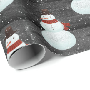 Sneeuwvlokken op houtwappapier cadeaupapier
