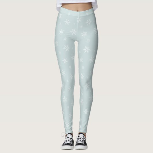 Sneeuwvlokken op Icy Light Blue Leggings (Voorkant)