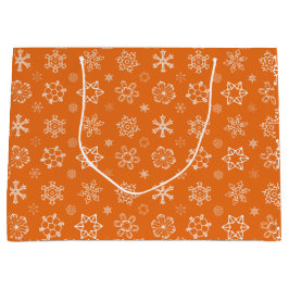 Sneeuwvlokken op Oranje kerstcadeau Groot Cadeauzakje