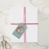 Sneeuwvlokken op pasteelgroen | Kerstfeest met fot Cadeaulabel (Met Touw)