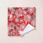Sneeuwvlokken op rood bad handdoek (Wasdoekje)