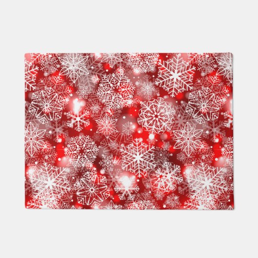 Sneeuwvlokken op rood deurmat (Voorkant)