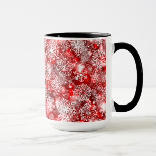 Sneeuwvlokken op rood mok