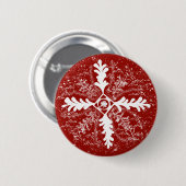Sneeuwvlokken op rood ronde button 5,7 cm (Voorkant /achterkant)