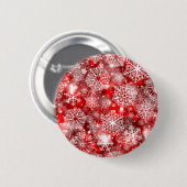 Sneeuwvlokken op rood ronde button 5,7 cm (Voorkant /achterkant)