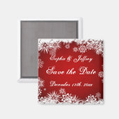 Sneeuwvlokken op rood Save the Date Magnet Magneet (Voorkant / Achterkant)