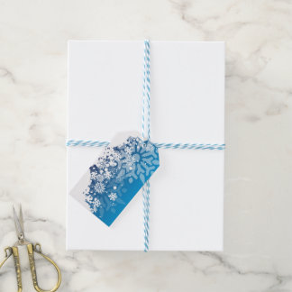 Sneeuwvlokken op Royal Blue Achtergrond Cadeau Lab Cadeaulabel
